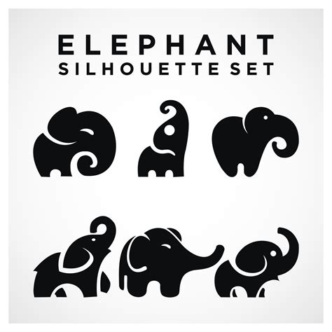 Conjunto De Logotipos De Elefantes Silueta De Elefante Vectorial