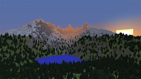 Sunset Over The Mountains Rminecraft