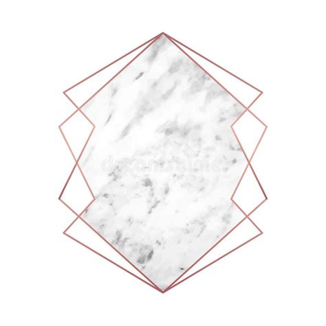Absctract Background With Marble Texture And Rose Gold Geometric Stock