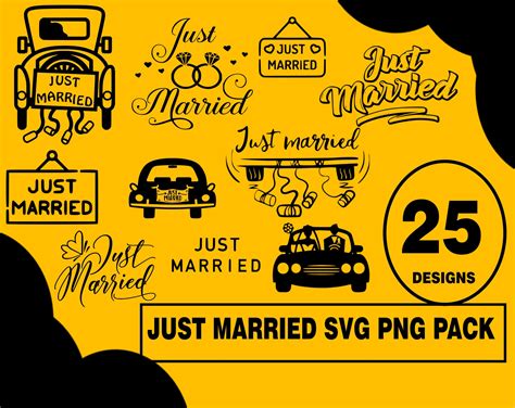 Just Married Svg Png Desgin Bundles Just Married Stencil Just Married