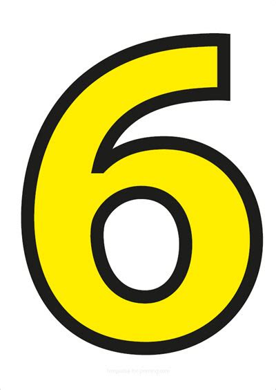 Yellow Numbers With Black Contours For Printing Templates For Printing