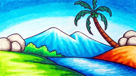 Easy Nature Scenery Drawing How To Draw Simple Scener