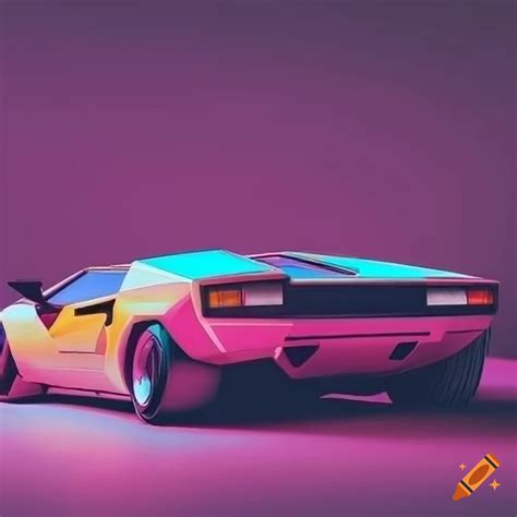 Lamborghini Countach Retro Wallpaper Neon Tones