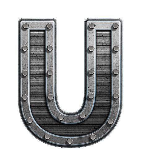 The Letter U Is Made Up Of Metal Rivets