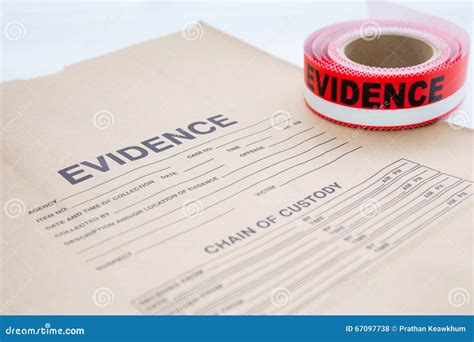 Evidence Bag With Evidence Sealing Tape For Crime Scene Stock Photo