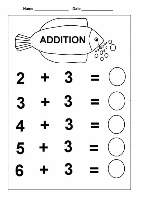 Simple Addition Kindergarten Math Practice Worksheets