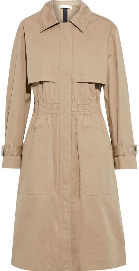 Victoria Beckham Shirred Waxed Cotton Blend Gabardine Trench Coat Shopstyle