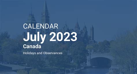July 2023 Calendar Canada