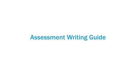 Assessment Writing Guide Youtube
