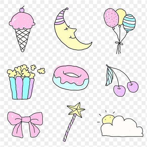 Cute Pastel Doodle Style Design Element Set Free Image By Rawpixel