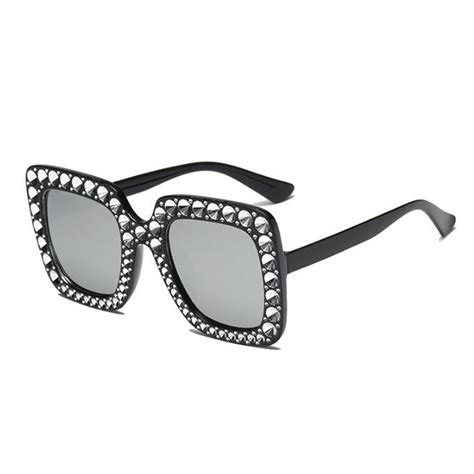 Luxury Oversized Square Frame Bling Rhinestone Sunglasses Women Fashion