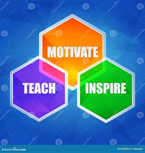 Teach Inspire Motivate In Hexagons Flat Design Royalty Free Stock