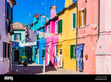 Colorful Houses In Burano Burano Is An Island In The Venetian Lagoon