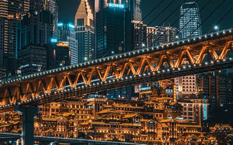 Download Wallpapers Chongqing 4k Nightscapes Chinese Cities