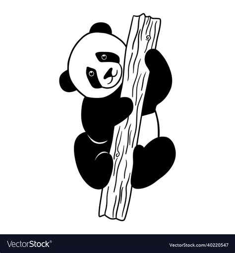 Cute Realistic Panda Bear Climbing Tree Royalty Free Vector