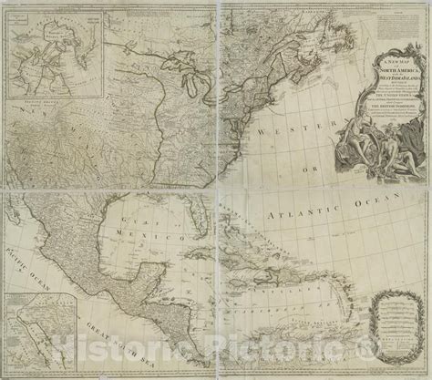 Historical Map 1783 A New Map Of North America With The West India