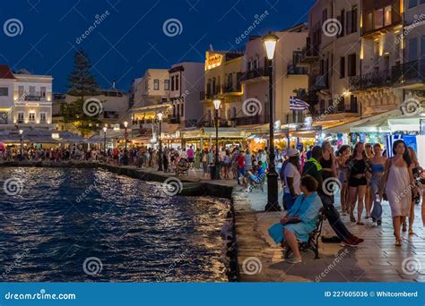 Chania Crete July 17 2021 Crowds Of Tourists In The Ancient