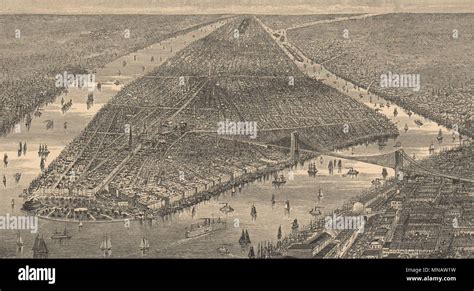 General View Of New York 1885 Old Antique Vintage Print Picture Stock