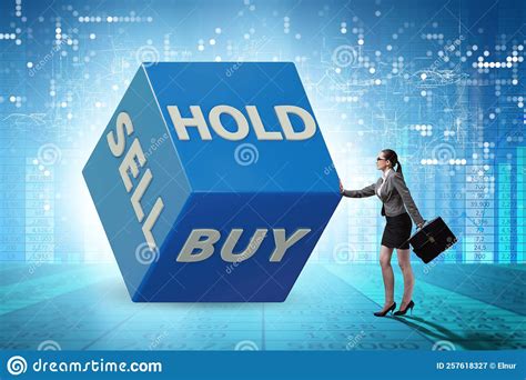 Trader With Three Options Of Buy Sell And Hold Stock Image Image Of Trade Banking 257618327