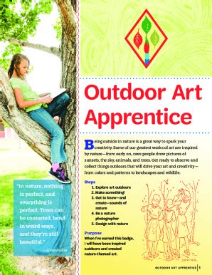 Fillable Online Fun Activities To Earn The Cadette Outdoor Art Apprentice Fax Email Print