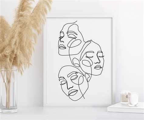 Feministische Kunst Abstrakte Gesicht Druck Eine Linie Etsy