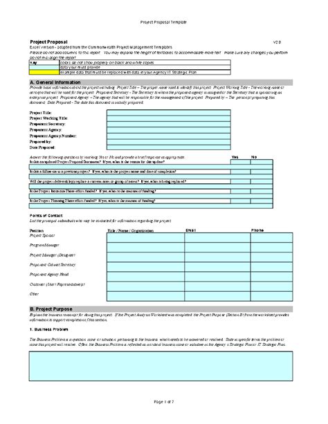 Excel Template Project Proposal Template Excel Template Xls Flevy