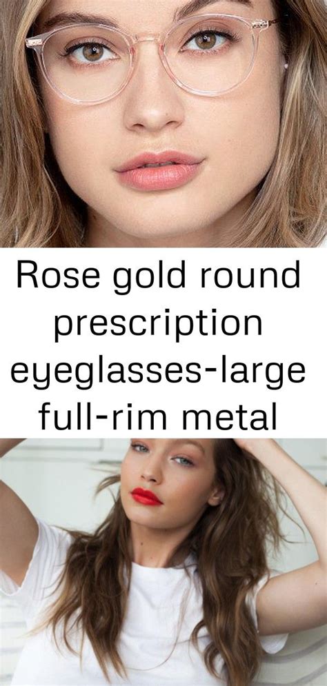 Rose Gold Round Prescription Eyeglasses Large Full Rim Metal Eyewear Amity 12 Prescription