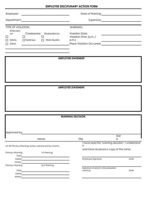 Free Printable Employee Disciplinary Forms