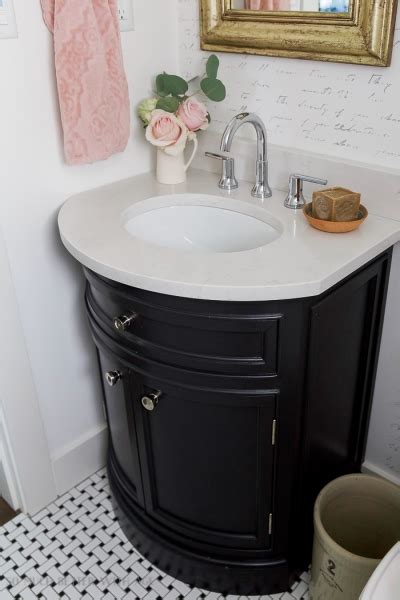 Black White And French Powder Room Makeover So Much Better With Age
