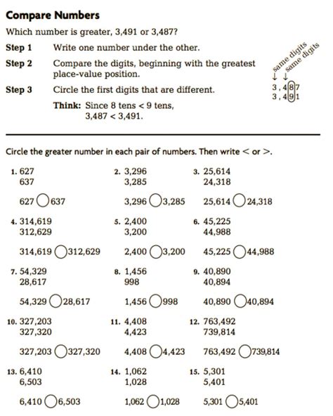Comparing Large Numbers Worksheets Ordering Large Numbers 5th Grade