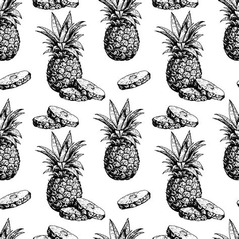 Premium Vector Hand Drawn Pineapple Seamless Pattern Sketch