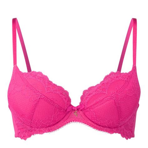 Hot Pink Superboost Lace Padded Plunge Bra Brandalley