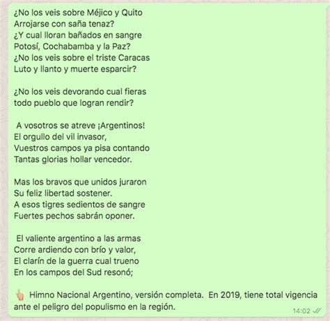 Completo Letra Del Himno Nacional Argentino En 1847 Una Publicación