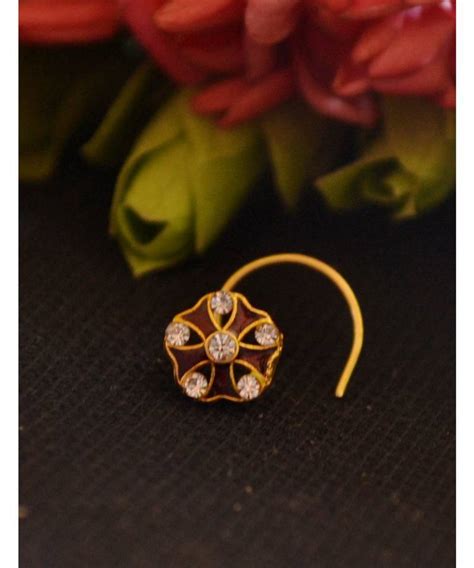 designer diamond classic golden nose pin or nose ring shreevaram 2886556