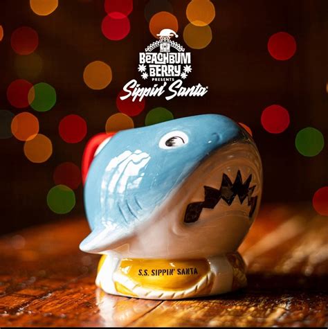 Beachbum Berry Sippin Santa Santa Shark Tiki Mug 12 Oz Ceramic Mug Etsy