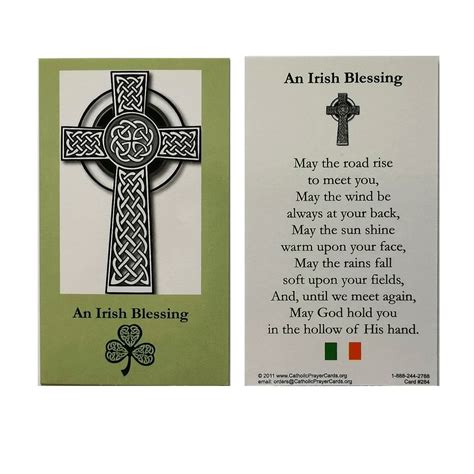 An Irish Blessing Prayer Card 9cm Wallet Size Celtic Cross