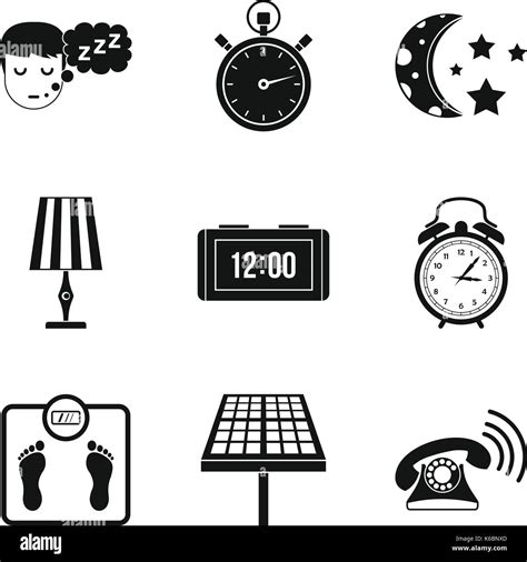 sleep time icon set simple style stock vector image and art alamy