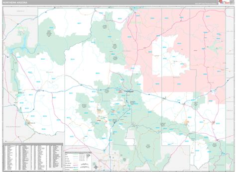 Arizona Northern Wall Map Premium Style