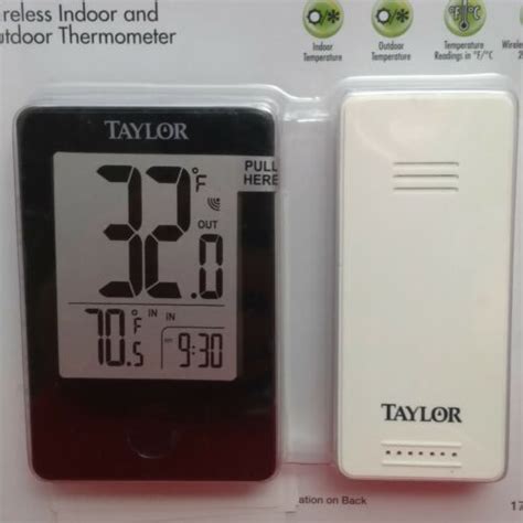 Taylor Wireless Indooroutdoor Thermometer Sensor Digital Lcd Black