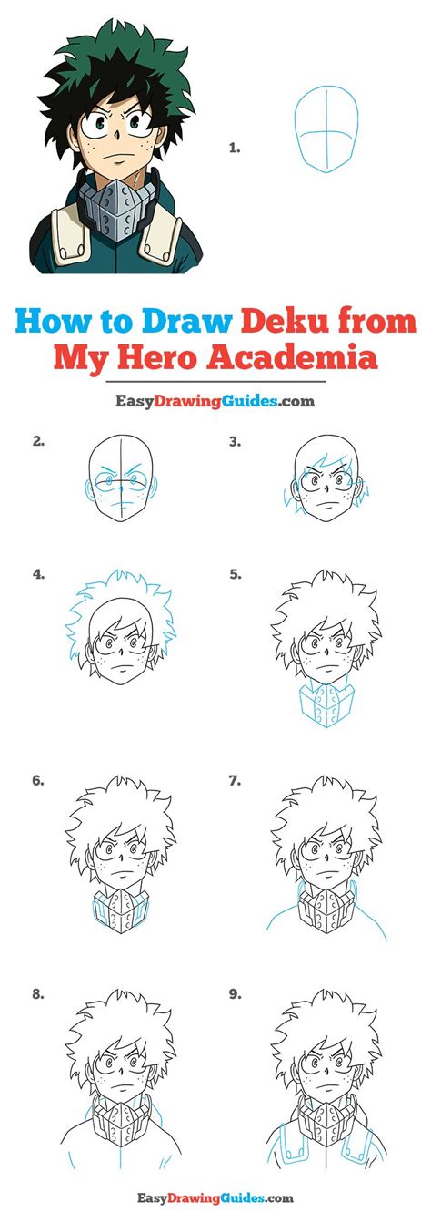 How To Draw Deku From My Hero Academia Really Easy Drawing Tutorial