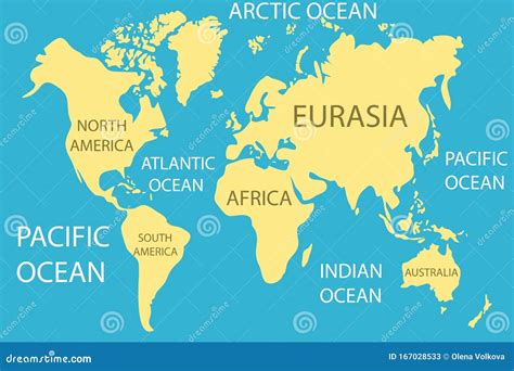 Weltkarte Realistische Weltkarte Mit Kontinenten Und Ozeanen Stock Abbildung Illustration Von