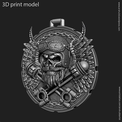 Biker Skull Vol3 Pendant Jewelry 3d Model 3d Printable Cgtrader