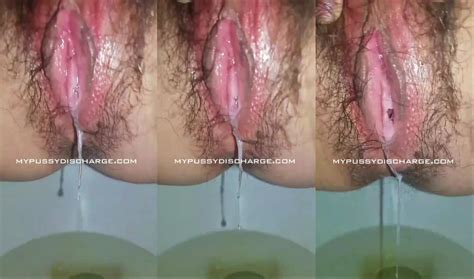 Peeing With Grool Dripping From Hairy Pussy My Pussy Discharge