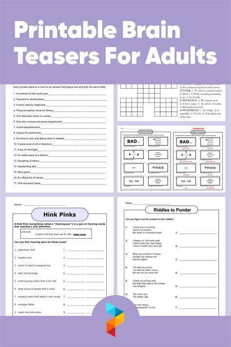 Printable Brain Teaser Worksheets Worksheets For Kindergarten