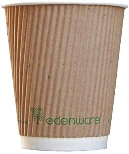 500 Cups X 8oz 240ml Kraft Brown Triple Walled Disposable Coffee