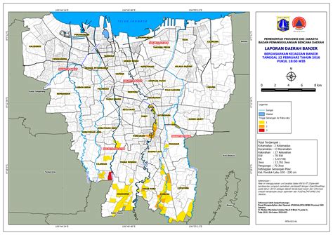 .dki jakarta jakarta barat jakarta pusat jakarta selatan jakarta timur jakarta utara jambi jawa barat bandung barat bandung kabupaten bandung kota bekasi bogor cianjur cimahi cirebon. Peta Daerah Banjir Provinsi DKI Jakarta tanggal 12 Februari 2016 Pukul 18:00 WIB — BPBD Geoportal