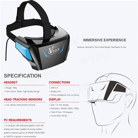 viulux v1 vr box virtual reality 3d glasses vr headset game movie 1080p 5a5 inch oled display