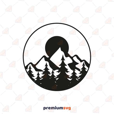 Mountain And Sun Svg Black And White Mountain Clipart Premiumsvg