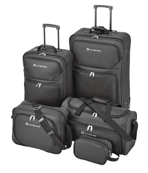 Outbound 5 Piece Softside Wheeled Travel Luggage Suitcase Set W Duffle