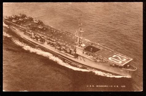 vintage uss aircraft carrier mindoro military navy ship postcard 6 99 picclick